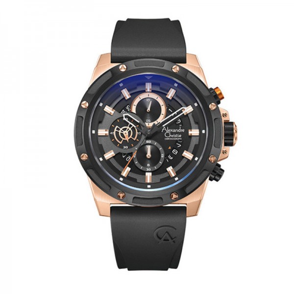 Alexandre Christie AC 6506 Rosegold Black Rubber MCRBRBA